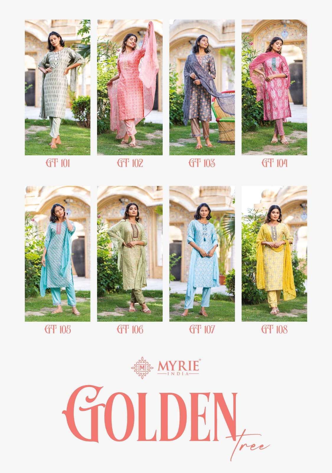Golden Tree By Myrie 101 To 108 Series Beautiful Suits Colorful Stylish Fancy Casual Wear & Ethnic Wear Capsule Print Dresses At Wholesale Price