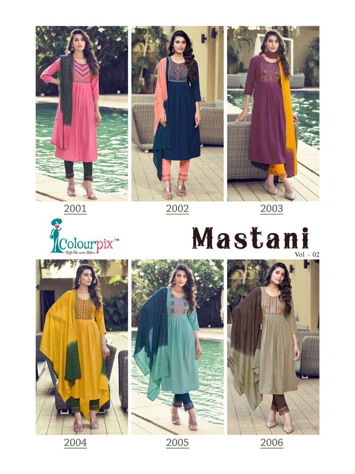 Mastani Vol-2 By Colourpix 2001 To 2006 Series Beautiful Suits Colorful Stylish Fancy Casual Wear & Ethnic Wear Viscose Rayon Dresses At Wholesale Price