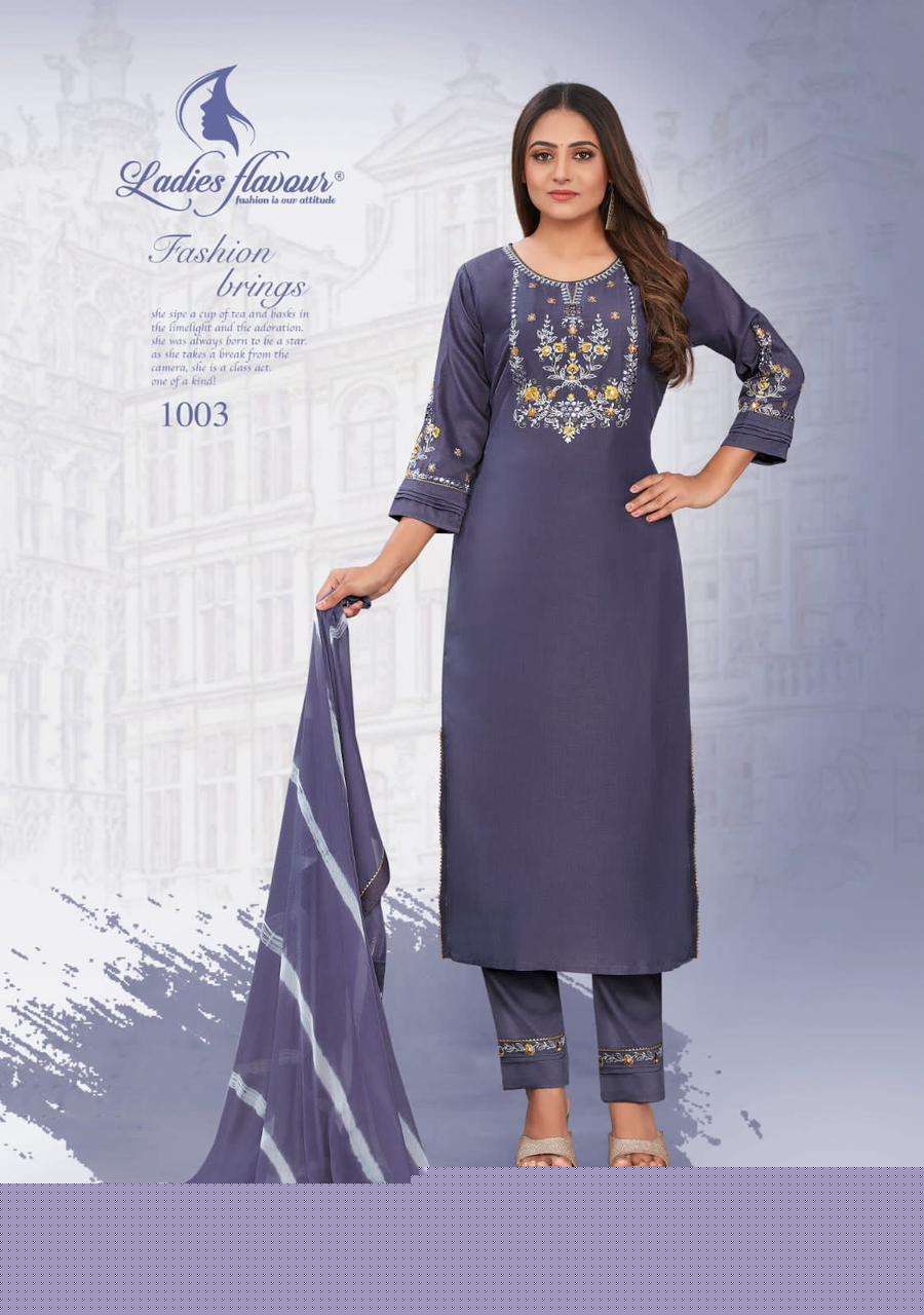 Noori By Ladies Flavour 1001 To 1006 Series Beautiful Suits Colorful Stylish Fancy Casual Wear & Ethnic Wear Heavy Chinnon Embroidered Dresses At Wholesale Price