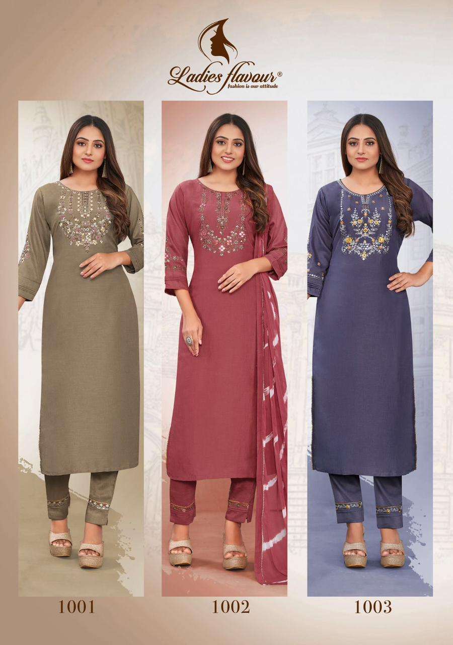 Noori By Ladies Flavour 1001 To 1006 Series Beautiful Suits Colorful Stylish Fancy Casual Wear & Ethnic Wear Heavy Chinnon Embroidered Dresses At Wholesale Price