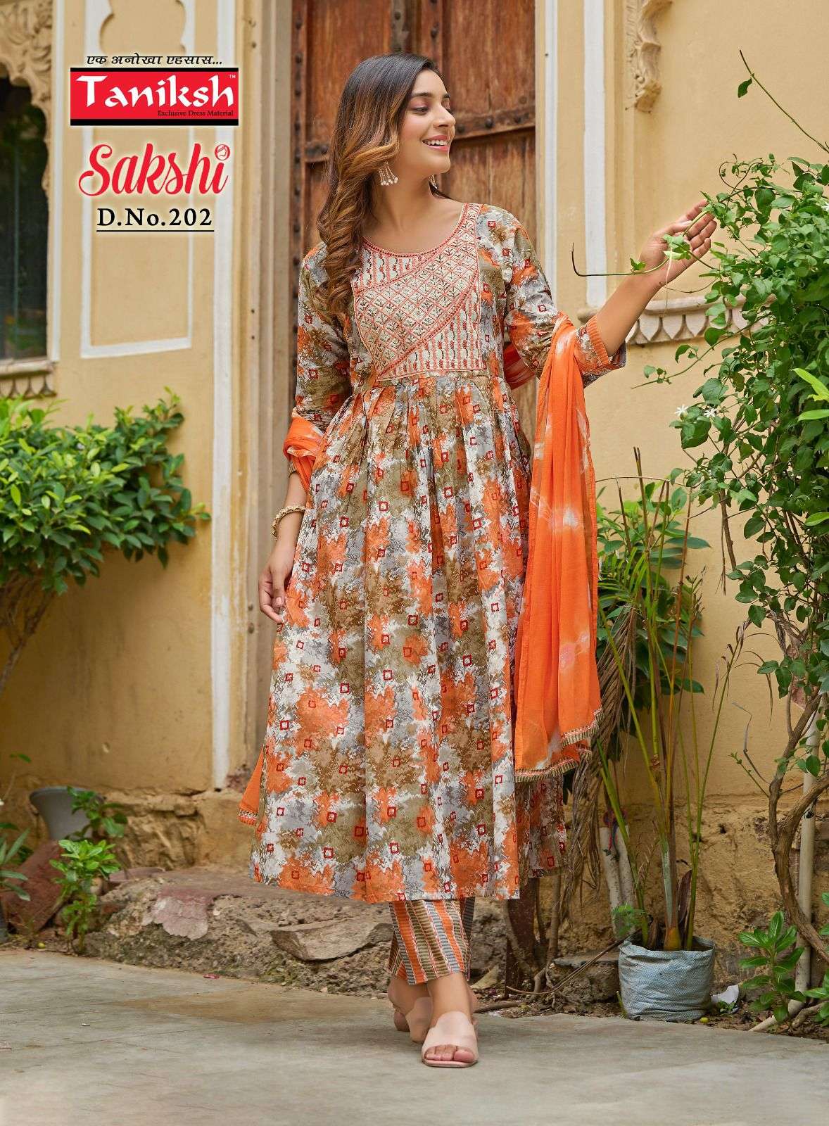 Sakshi Vol-2 By Taniksh 201 To 208 Series Beautiful Suits Colorful Stylish Fancy Casual Wear & Ethnic Wear Pure Cotton Embroidered Dresses At Wholesale Price