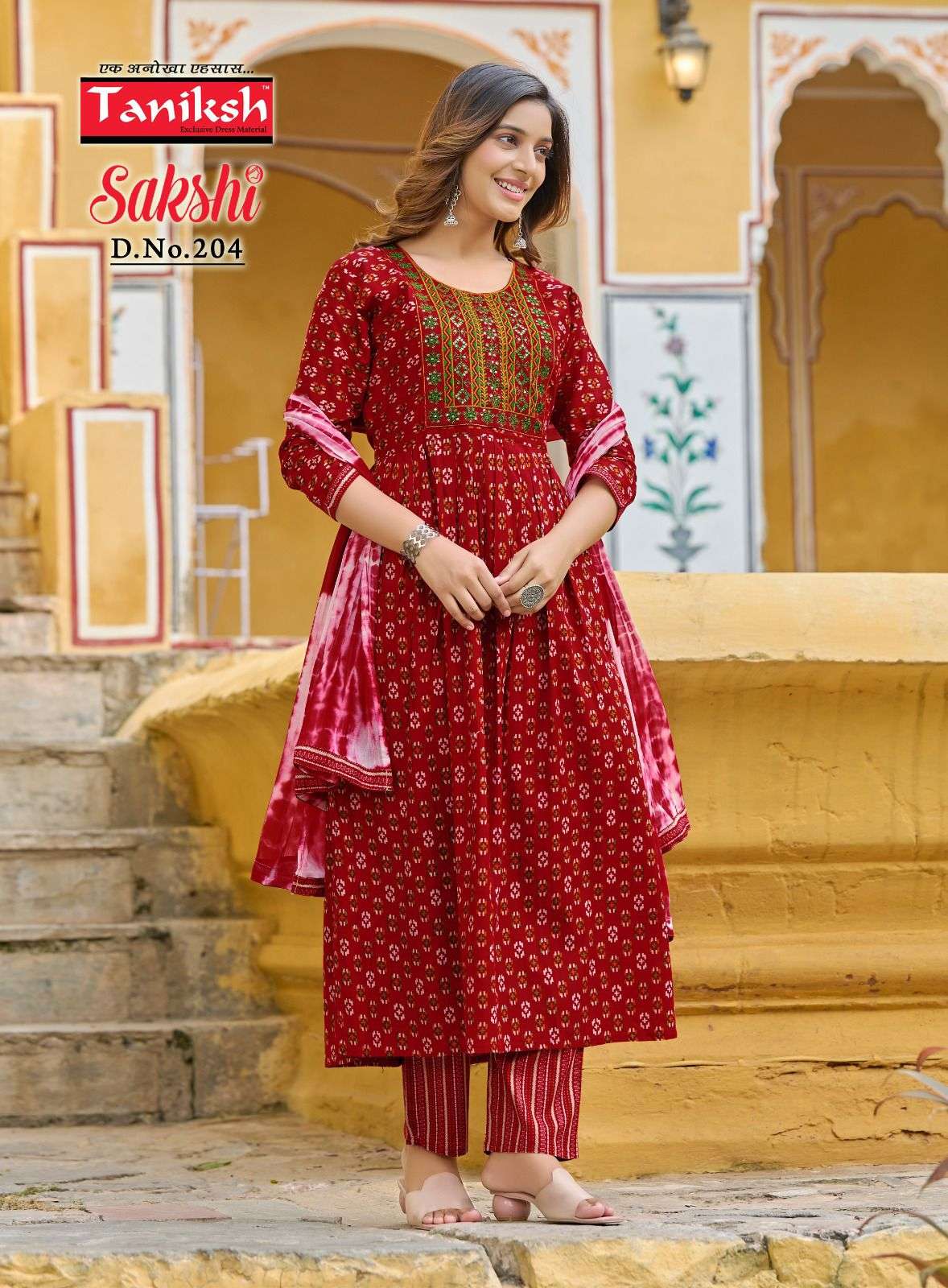 Sakshi Vol-2 By Taniksh 201 To 208 Series Beautiful Suits Colorful Stylish Fancy Casual Wear & Ethnic Wear Pure Cotton Embroidered Dresses At Wholesale Price