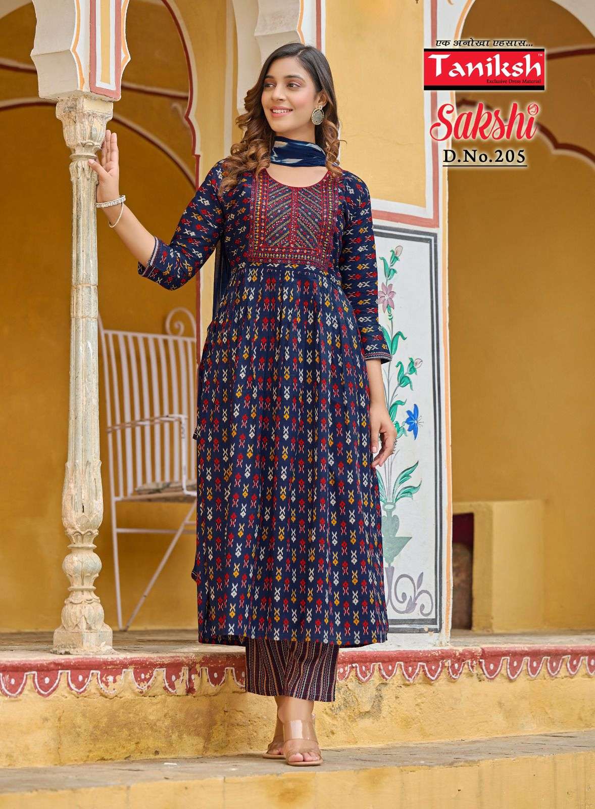 Sakshi Vol-2 By Taniksh 201 To 208 Series Beautiful Suits Colorful Stylish Fancy Casual Wear & Ethnic Wear Pure Cotton Embroidered Dresses At Wholesale Price