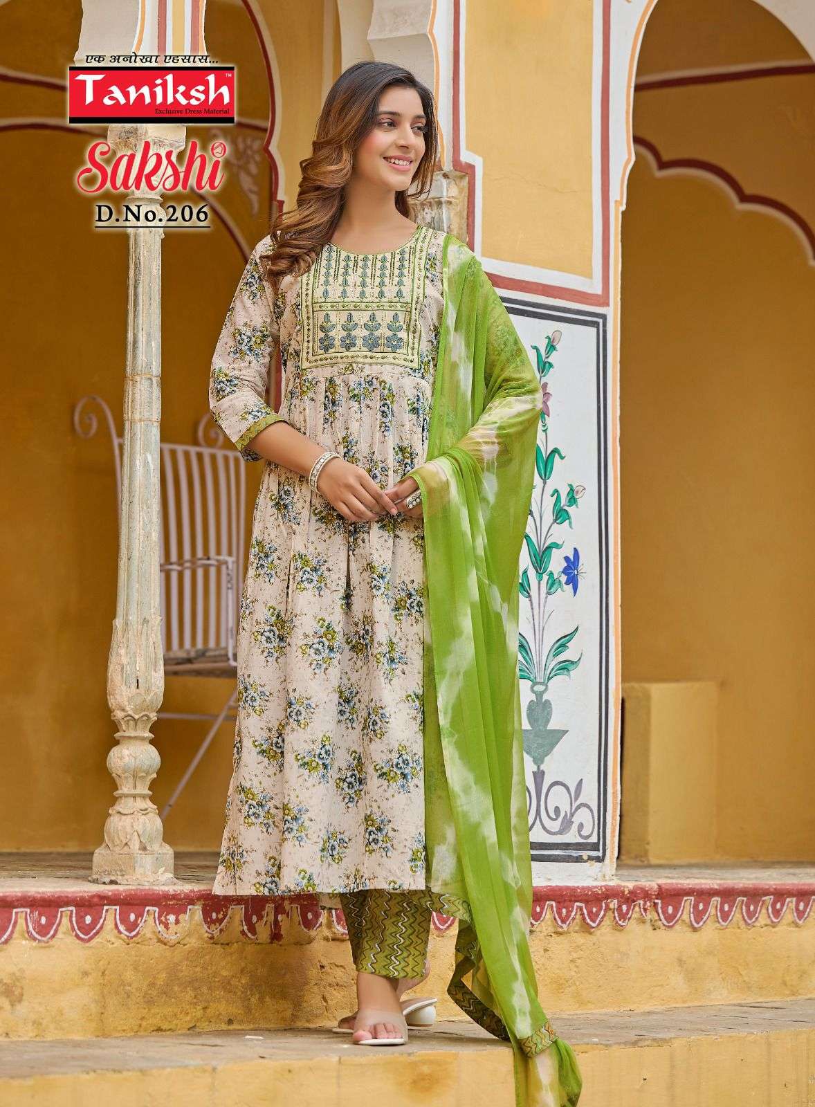 Sakshi Vol-2 By Taniksh 201 To 208 Series Beautiful Suits Colorful Stylish Fancy Casual Wear & Ethnic Wear Pure Cotton Embroidered Dresses At Wholesale Price
