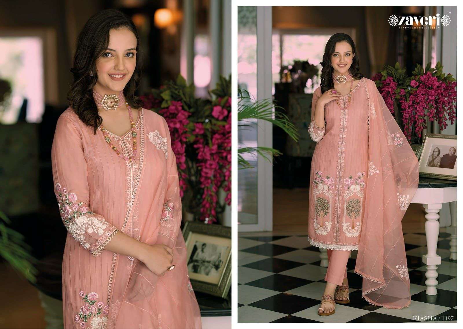 Kiasha By Zaveri 1197 To 1200 Series Beautiful Suits Colorful Stylish Fancy Casual Wear & Ethnic Wear Organza Embroidered Dresses At Wholesale Price