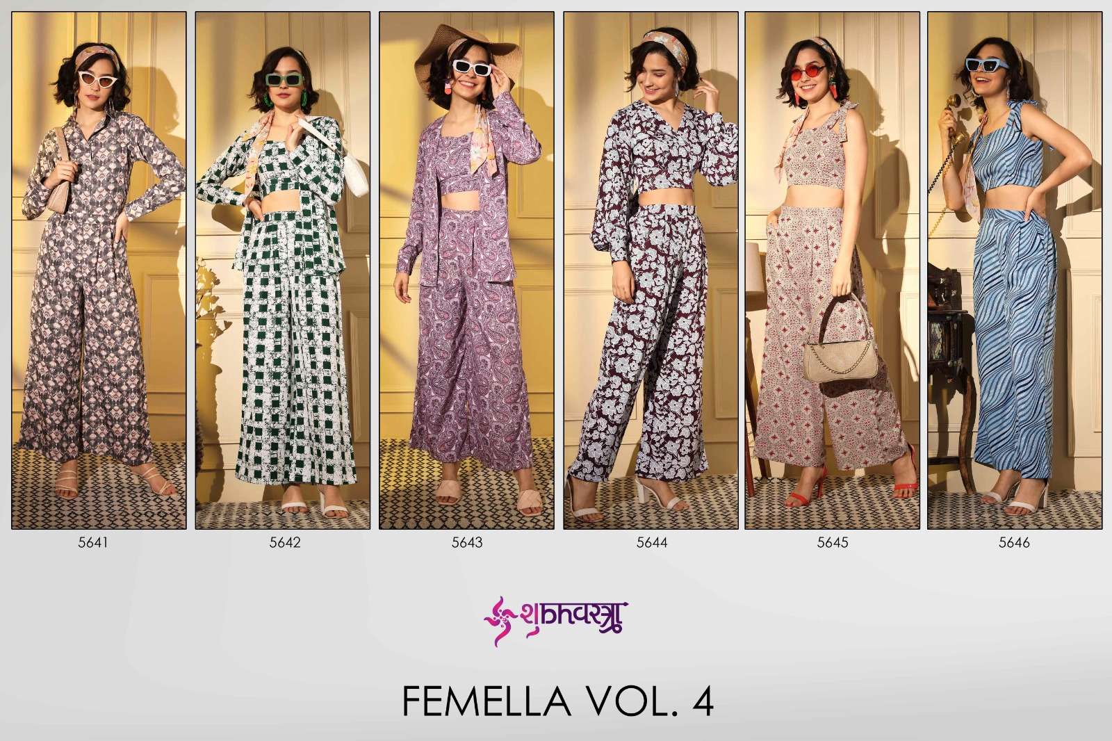 Femella Vol-4 By Shubhkala 5641 To 5646 Series Designer Stylish Fancy Colorful Beautiful Party Wear & Ethnic Wear Collection Crepe Print Tops With Bottom At Wholesale Price