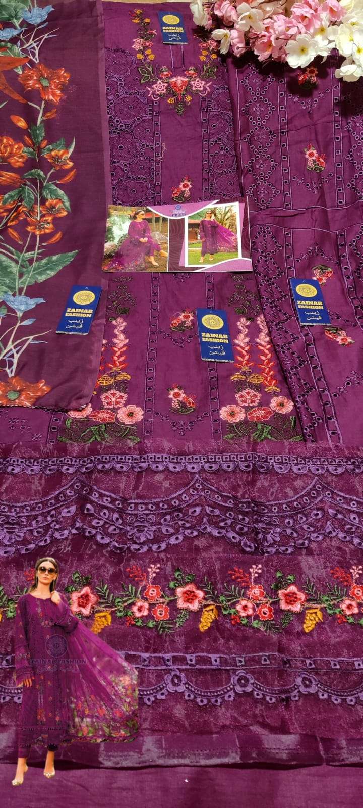 Maria-B Color Edition By Zainab Fashion 1224-A To 1224-F Series Designer Pakistani Suits Beautiful Fancy Stylish Colorful Party Wear & Occasional Wear Cambric Cotton With Embroidery Dresses At Wholesale Price