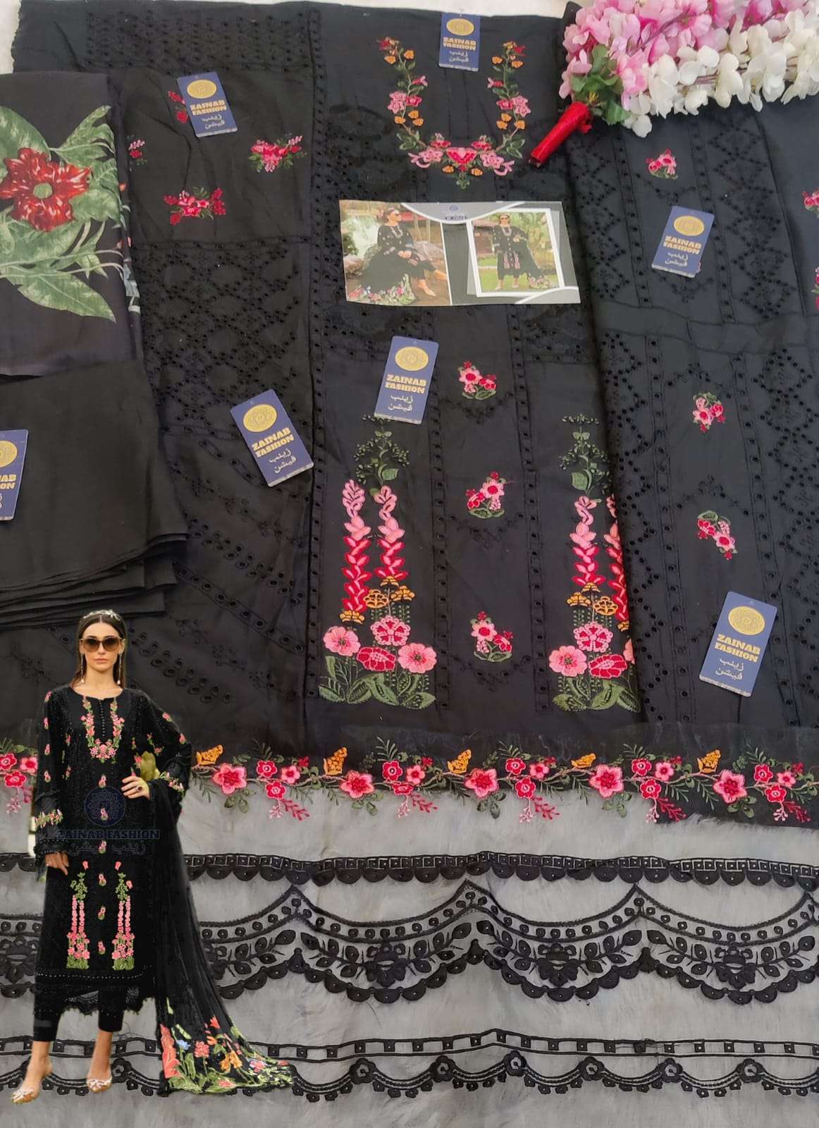 Maria-B Color Edition By Zainab Fashion 1224-A To 1224-F Series Designer Pakistani Suits Beautiful Fancy Stylish Colorful Party Wear & Occasional Wear Cambric Cotton With Embroidery Dresses At Wholesale Price
