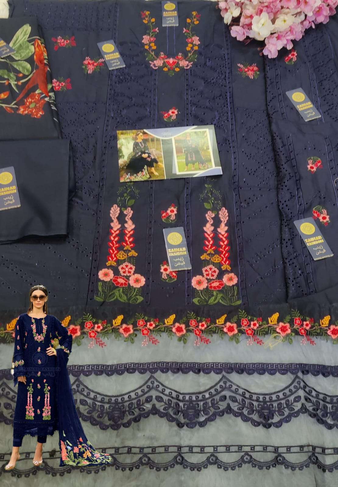 Maria-B Color Edition By Zainab Fashion 1224-A To 1224-F Series Designer Pakistani Suits Beautiful Fancy Stylish Colorful Party Wear & Occasional Wear Cambric Cotton With Embroidery Dresses At Wholesale Price