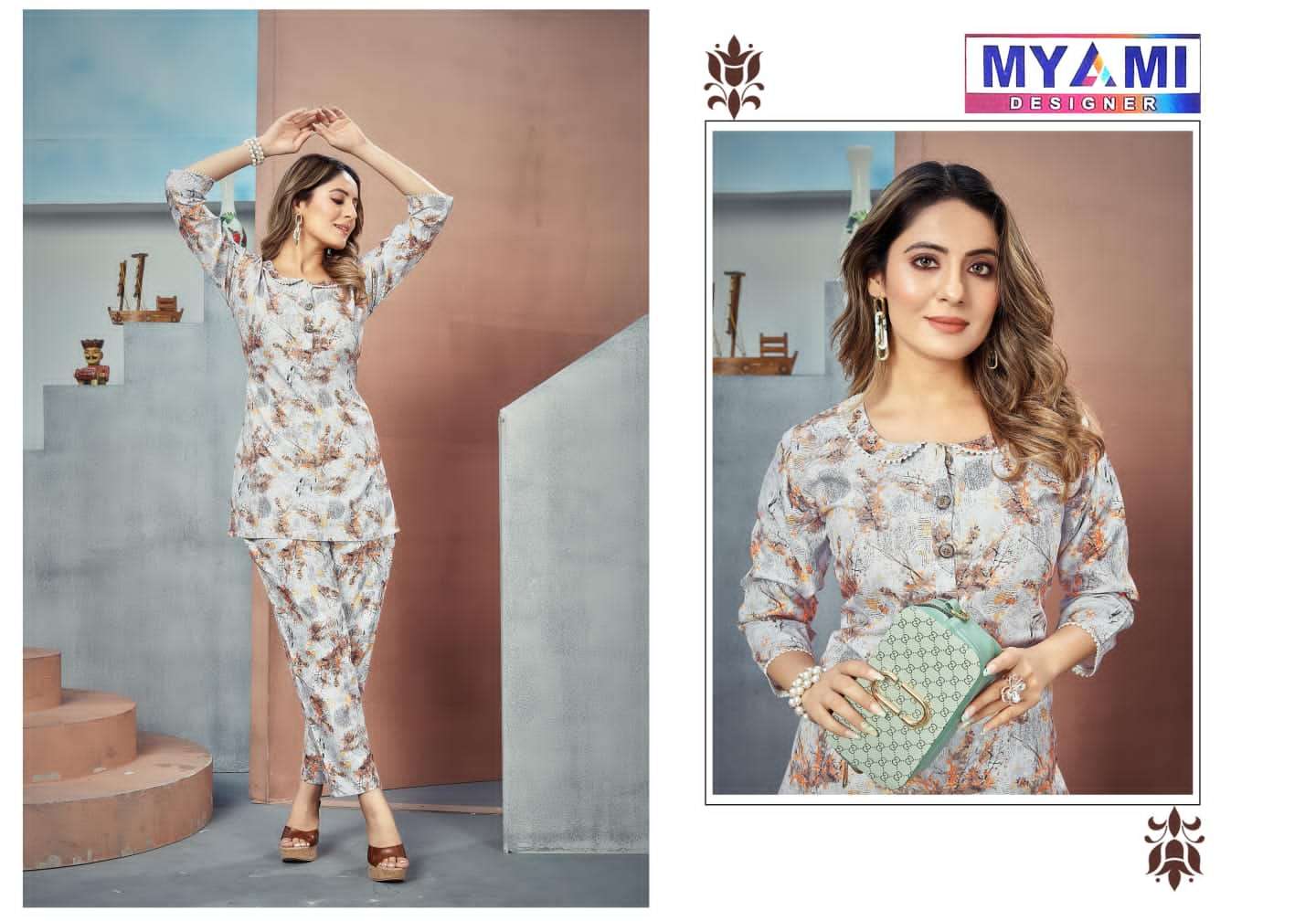 Co-Ord Vol-1 By Myami Designer 1001 To 1006 Series Designer Stylish Fancy Colorful Beautiful Party Wear & Ethnic Wear Collection Rayon Print Co-Ord At Wholesale Price