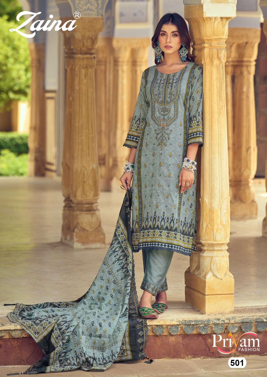 Karachi Print Vol-1 By Priyam 501 To 505 Series Beautiful Pakistani Suits Colorful Stylish Fancy Casual Wear & Ethnic Wear Pure Cambric Lawn Print Dresses At Wholesale Price