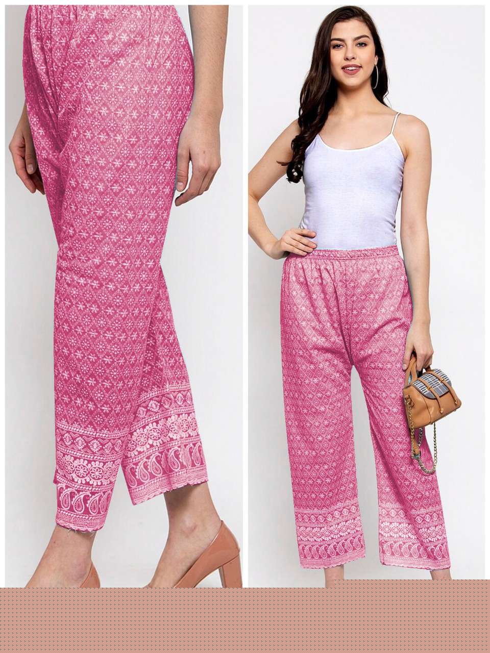 Chikan Kari Plazoo By Kaamiri 01 To 10 Series Stylish Fancy Beautiful Colorful Casual Wear & Ethnic Wear Cotton Palazzo At Wholesale Price