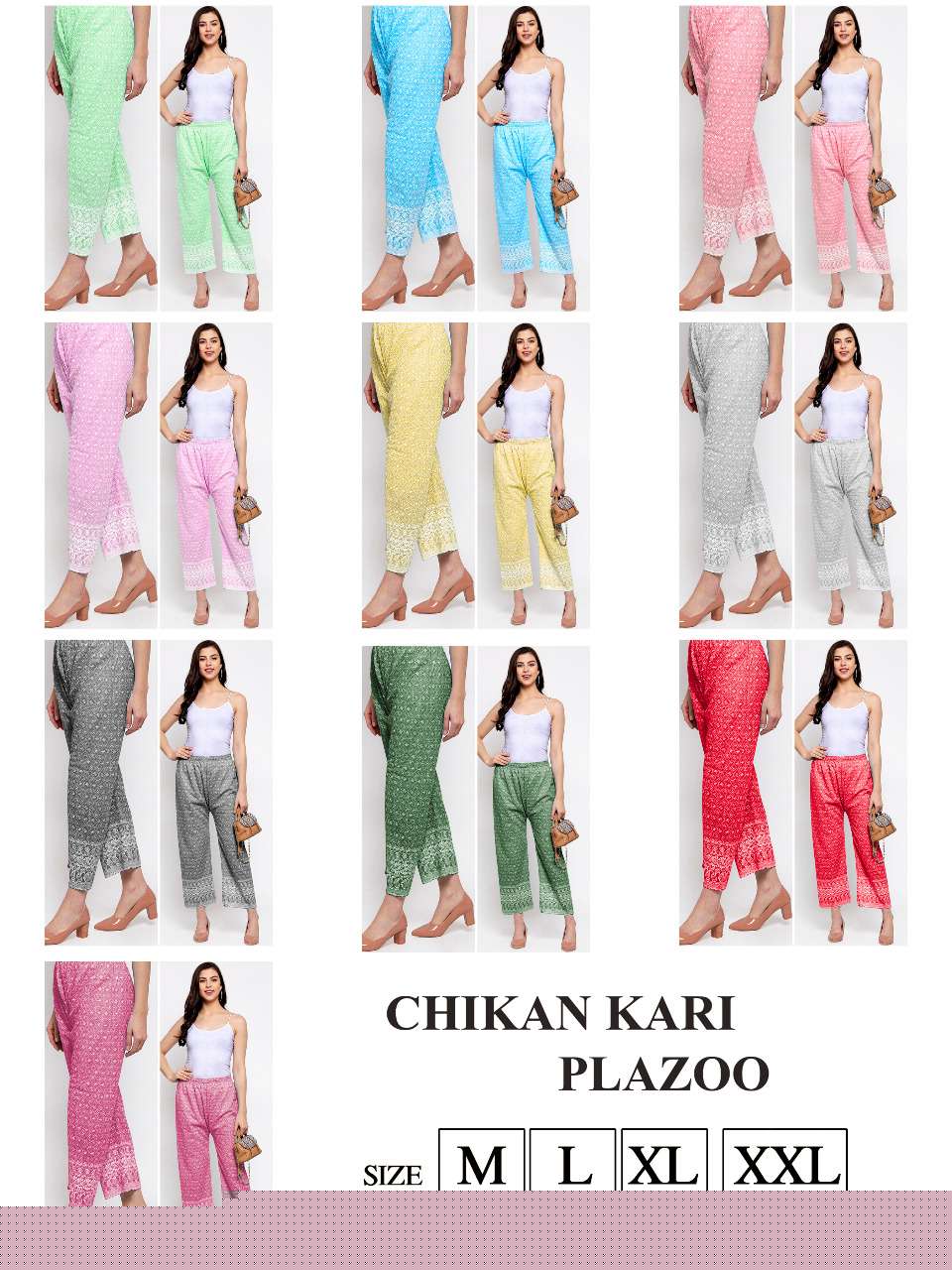 Chikan Kari Plazoo By Kaamiri 01 To 10 Series Stylish Fancy Beautiful Colorful Casual Wear & Ethnic Wear Cotton Palazzo At Wholesale Price