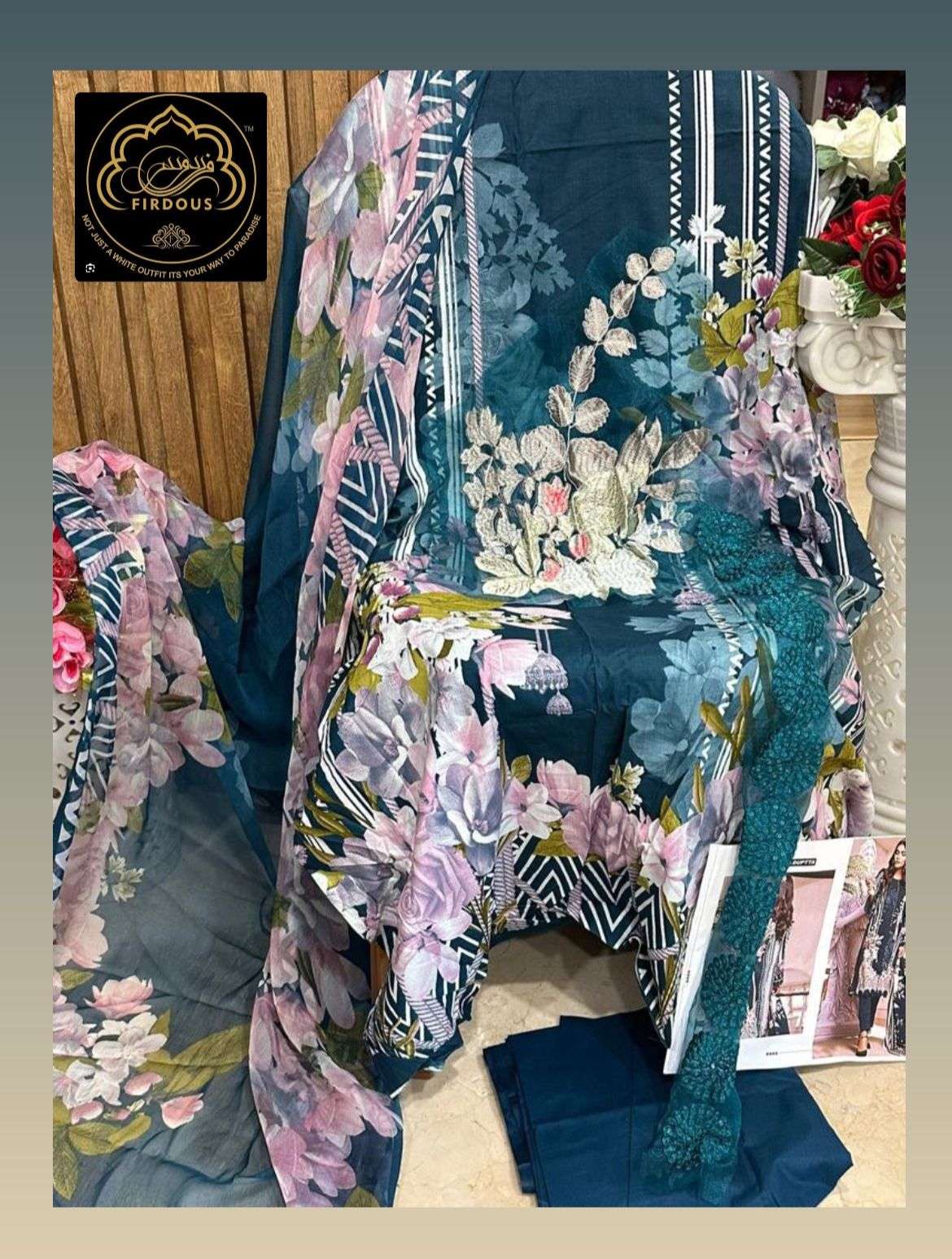 Mughal Color By Firdous 9003-A To 9003-D Series Beautiful Pakistani Suits Colorful Stylish Fancy Casual Wear & Ethnic Wear Pure Cotton Embroidered Dresses At Wholesale Price