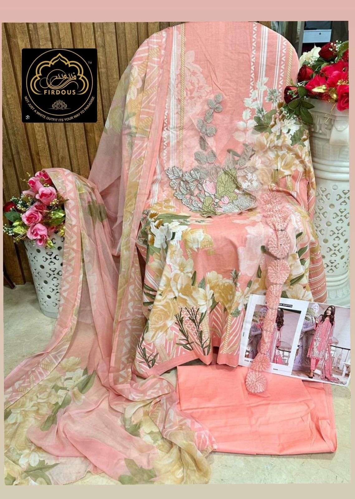 Mughal Color By Firdous 9003-A To 9003-D Series Beautiful Pakistani Suits Colorful Stylish Fancy Casual Wear & Ethnic Wear Pure Cotton Embroidered Dresses At Wholesale Price