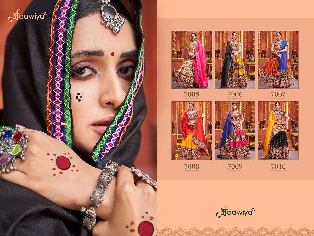 Rajwadi Vol-4 By Aawiya 7005 To 7010 Series Designer Beautiful Navratri Collection Occasional Wear & Party Wear Coton Silk Lehengas At Wholesale Price