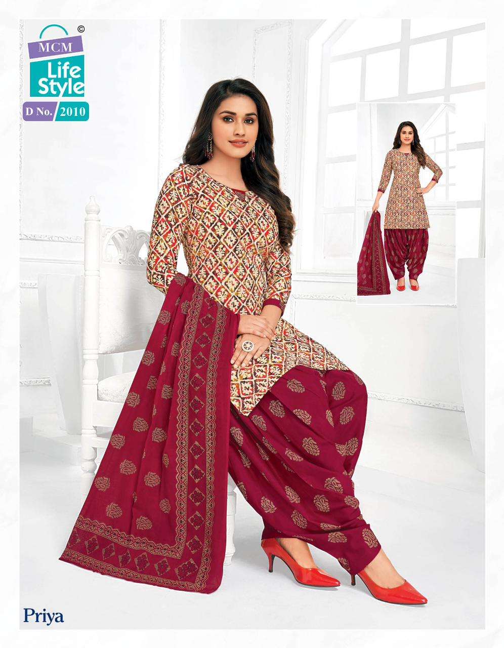 Priya Vol-20 By Mcm Lifestyle 2007 To 2039 Series Designer Festive Suits Beautiful Fancy Stylish Colorful Party Wear & Occasional Wear Pure Cambric Cotton Printed Dresses At Wholesale Price