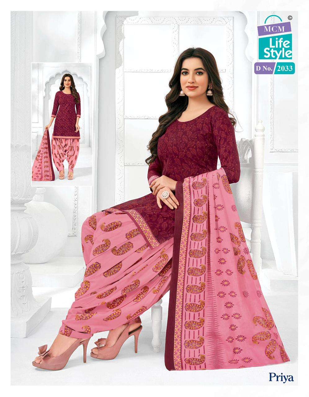 Priya Vol-20 By Mcm Lifestyle 2007 To 2039 Series Designer Festive Suits Beautiful Fancy Stylish Colorful Party Wear & Occasional Wear Pure Cambric Cotton Printed Dresses At Wholesale Price