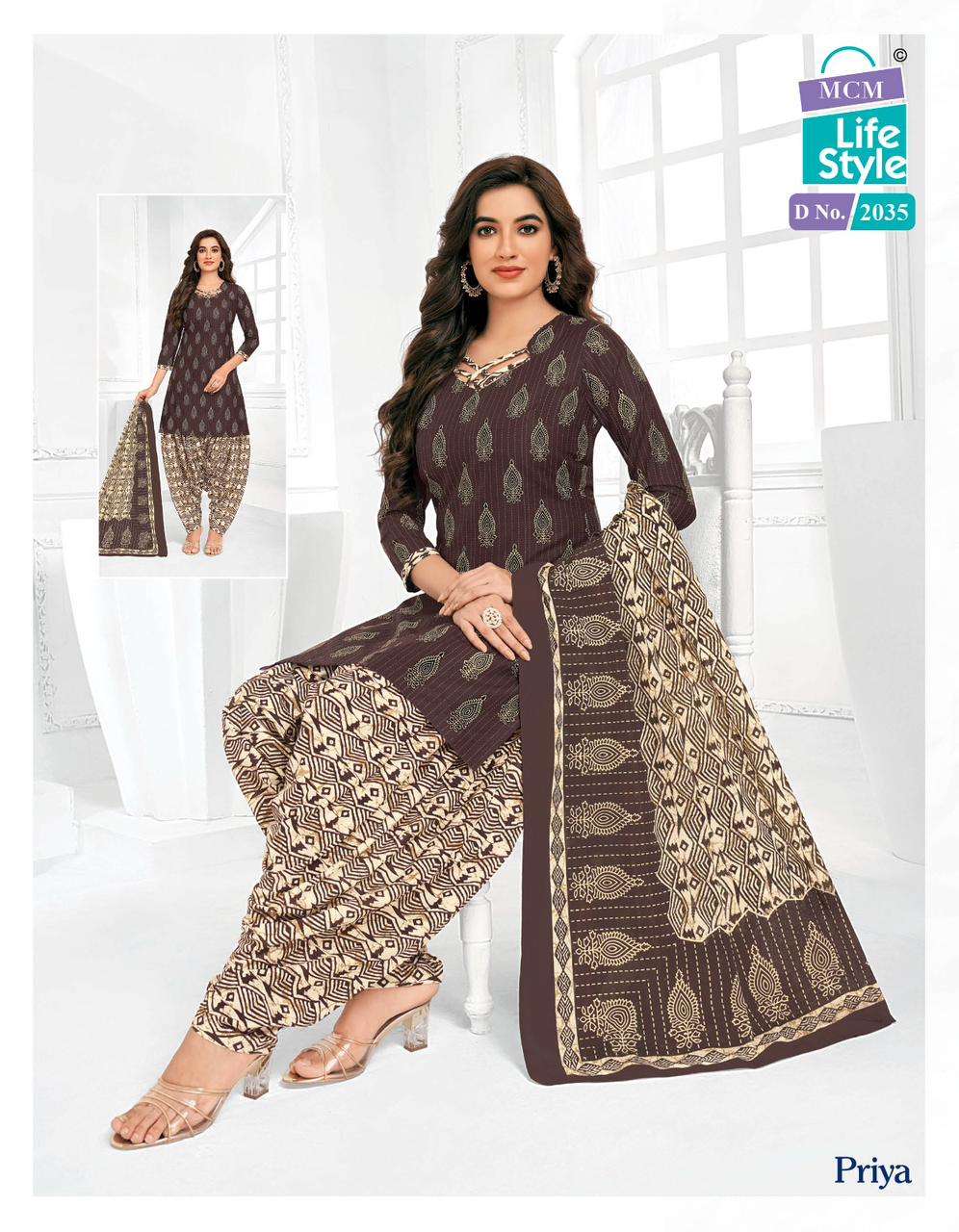 Priya Vol-20 By Mcm Lifestyle 2007 To 2039 Series Designer Festive Suits Beautiful Fancy Stylish Colorful Party Wear & Occasional Wear Pure Cambric Cotton Printed Dresses At Wholesale Price