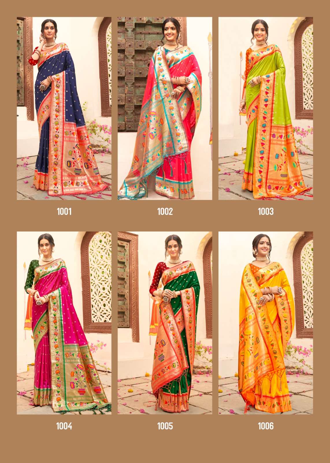 Mariya By Sangam Prints 1001 To 1006 Series Indian Traditional Wear Collection Beautiful Stylish Fancy Colorful Party Wear & Occasional Wear Paithani Silk Sarees At Wholesale Price