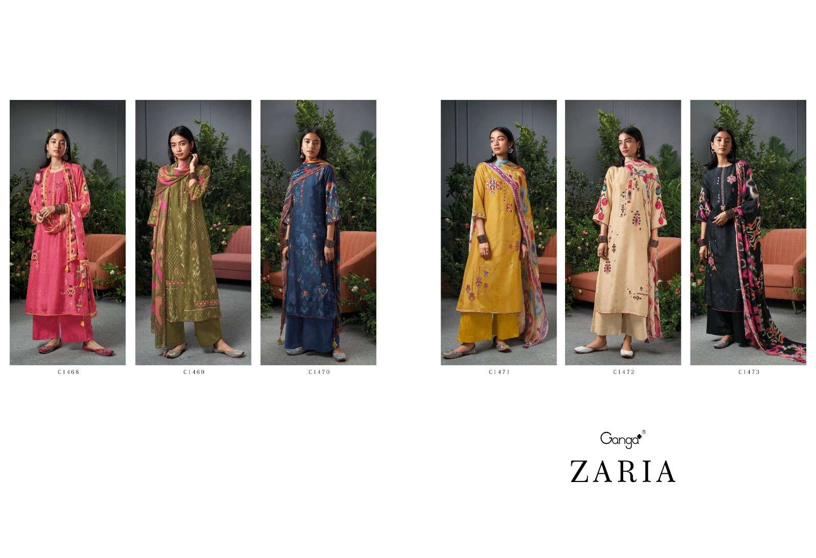Zaria By Ganga Fashion 1468 To 1473 Series Beautiful Stylish Festive Suits Fancy Colorful Casual Wear & Ethnic Wear & Ready To Wear Bemberg Silk Dresses At Wholesale Price