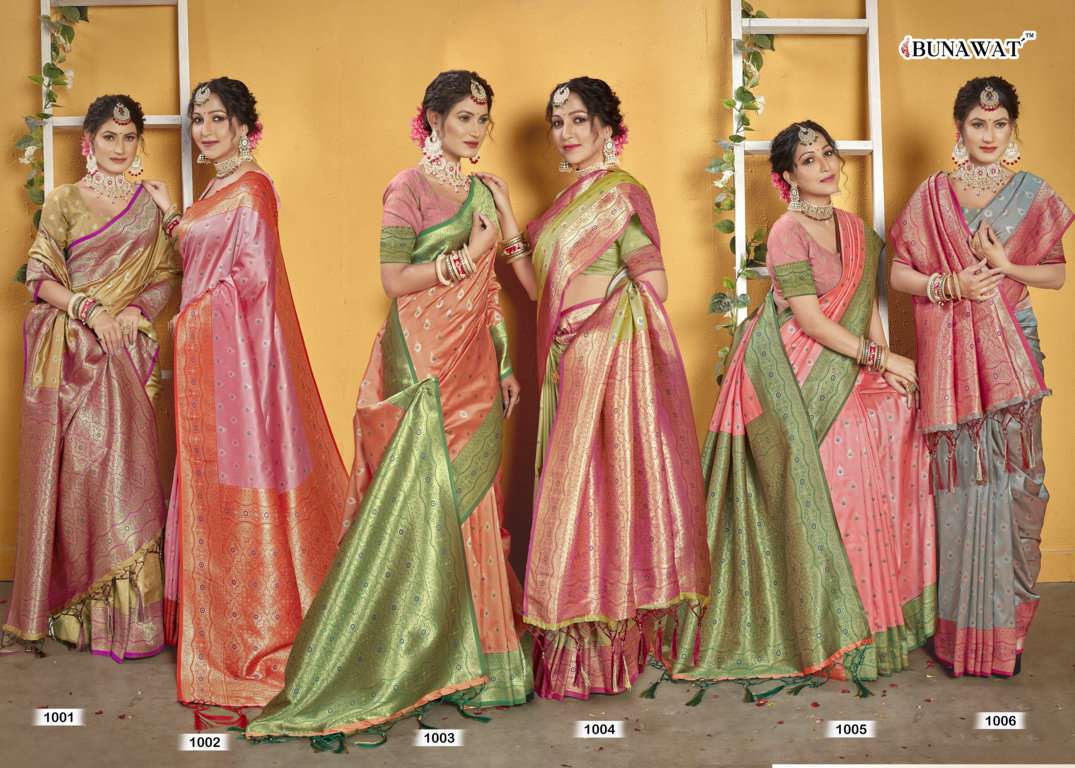 Mastani Silk By Bunawat 1001 To 1006 Series Indian Traditional Wear Collection Beautiful Stylish Fancy Colorful Party Wear & Occasional Wear Banarasi Silk Sarees At Wholesale Price