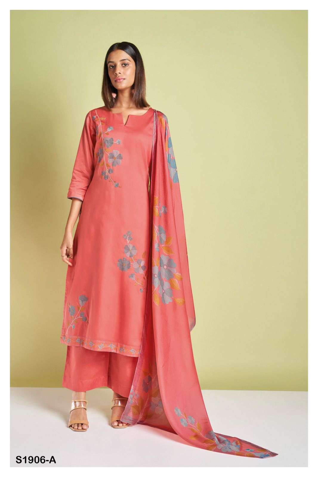 Andrea-1906 By Ganga Fashion 1906-A To 1906-D Series Beautiful Stylish Festive Suits Fancy Colorful Casual Wear & Ethnic Wear & Ready To Wear Cotton Silk Dresses At Wholesale Price