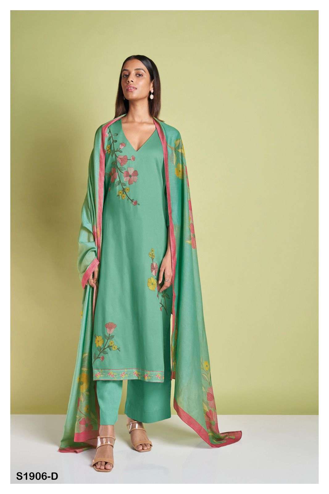 Andrea-1906 By Ganga Fashion 1906-A To 1906-D Series Beautiful Stylish Festive Suits Fancy Colorful Casual Wear & Ethnic Wear & Ready To Wear Cotton Silk Dresses At Wholesale Price