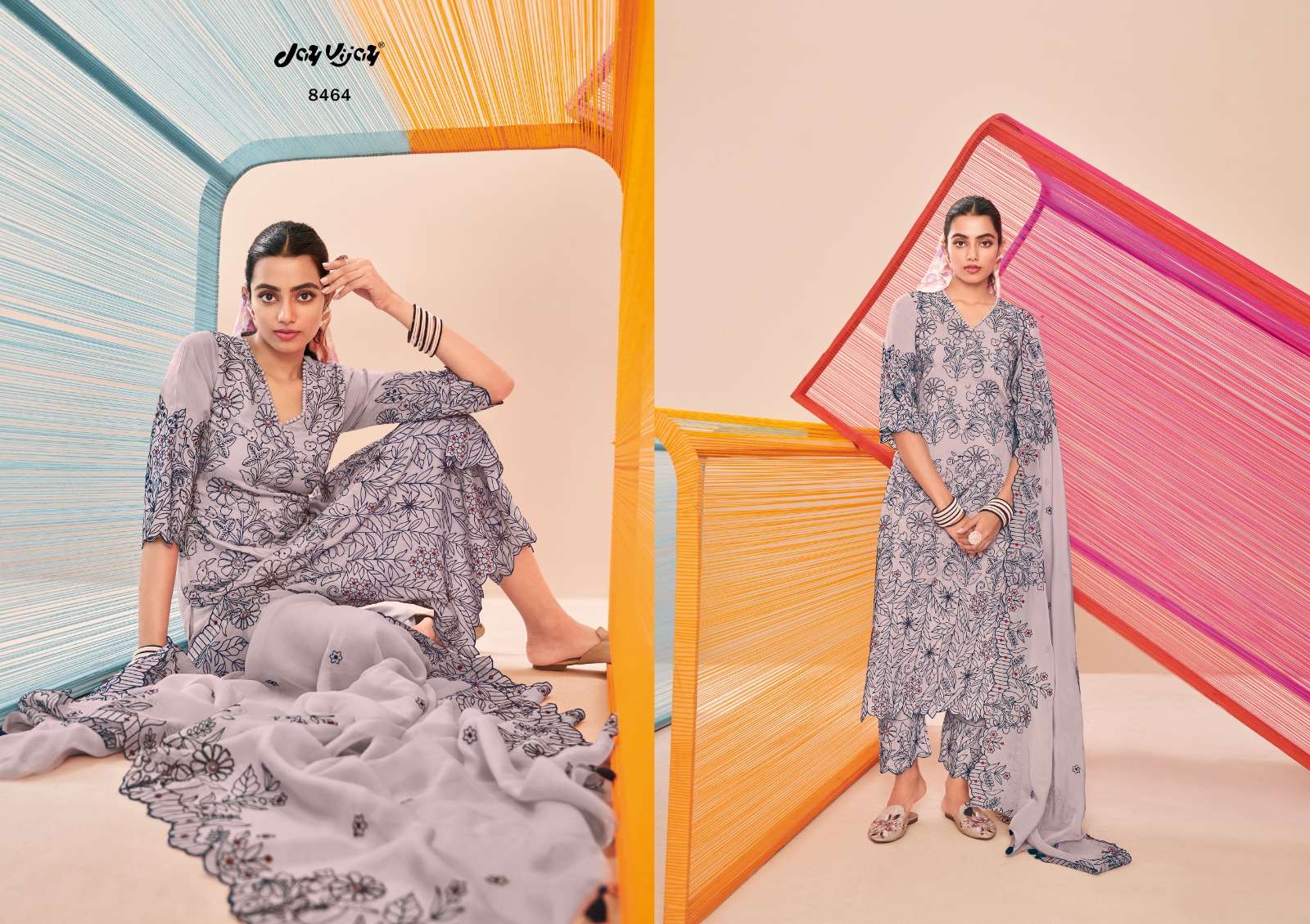 Aasmani Vol-2 By Jay Vijay Prints 8461 To 8468 Series Beautiful Pakistani Suits Colorful Stylish Fancy Casual Wear & Ethnic Wear Pure Silk Print Dresses At Wholesale Price