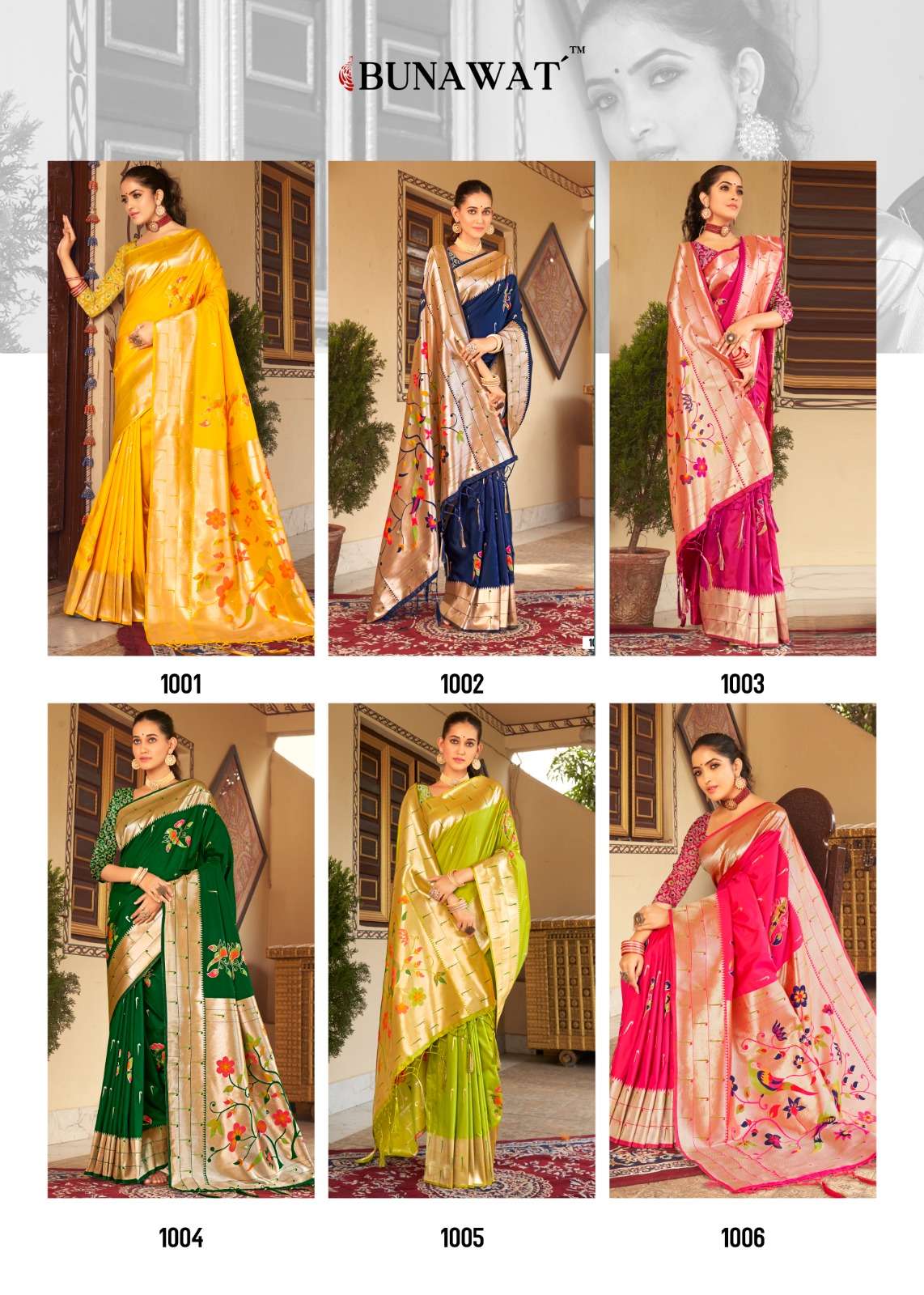 Pushpa By Bunawat 1001 To 1006 Series Indian Traditional Wear Collection Beautiful Stylish Fancy Colorful Party Wear & Occasional Wear Paithani Silk Sarees At Wholesale Price