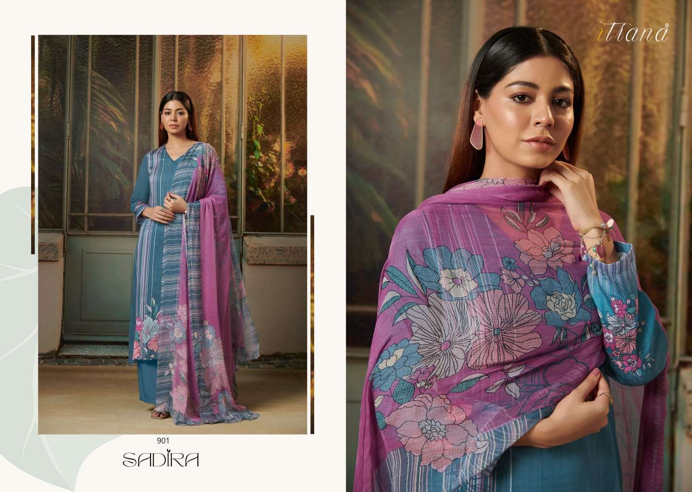 Sadira By Itrana Beautiful Suits Colorful Stylish Fancy Casual Wear & Ethnic Wear Satin Cotton Digital Print With Work Dresses At Wholesale Price