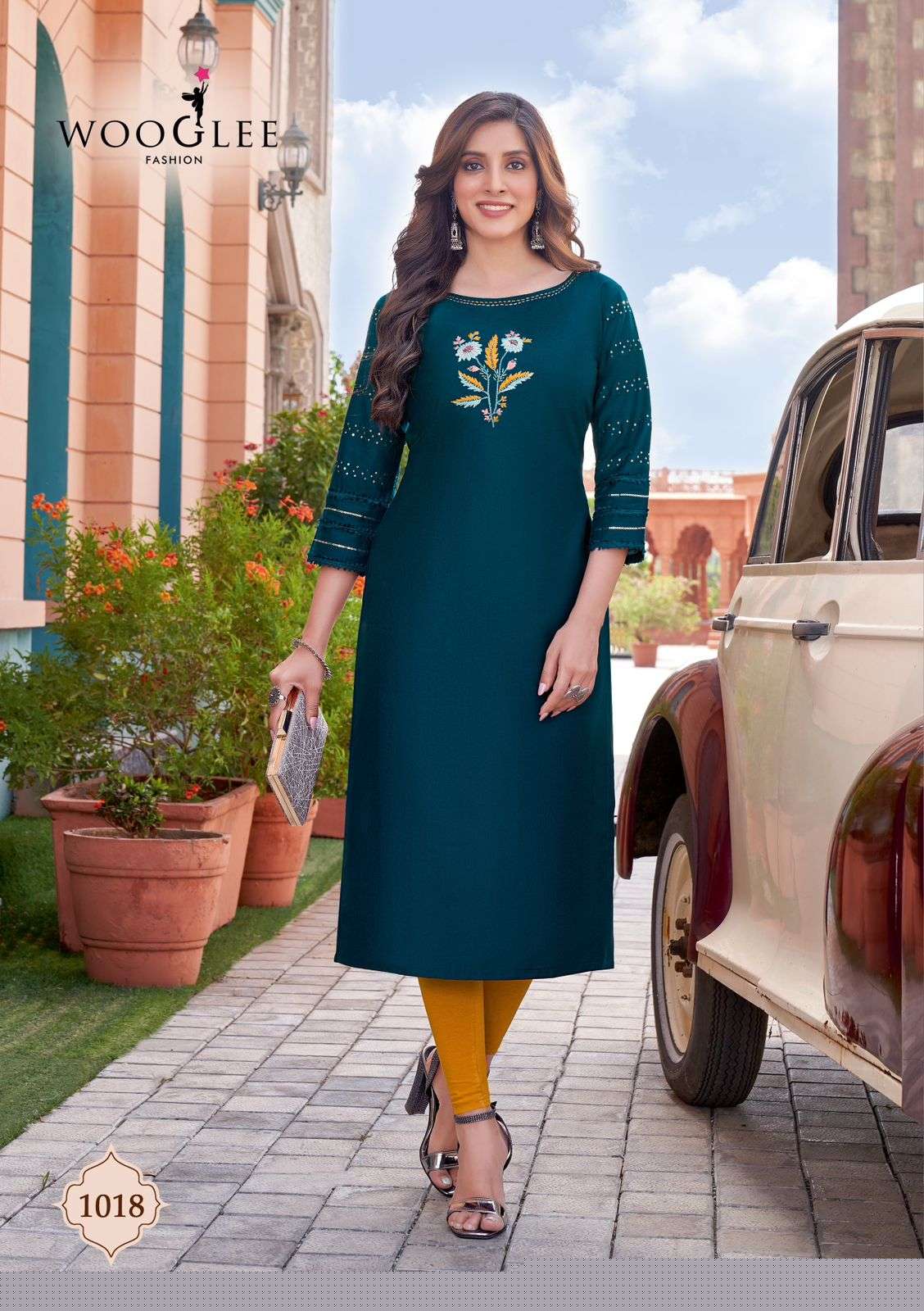 Maryam Vol-2 By Wooglee 1014 To 1019 Series Beautiful Stylish Fancy Colorful Casual Wear & Ethnic Wear Viscose Cotton With Work Kurtis At Wholesale Price