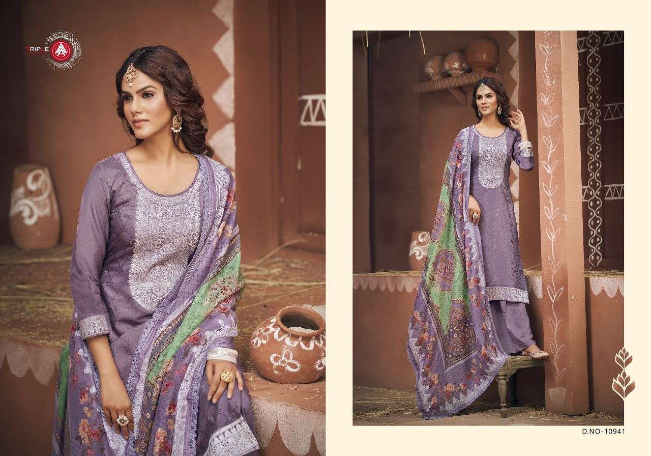Banno By Triple AAA 10941 To 10946 Series Beautiful Stylish Festive Suits Fancy Colorful Casual Wear & Ethnic Wear & Ready To Wear Pure Muslin Jacquard Dresses At Wholesale Price