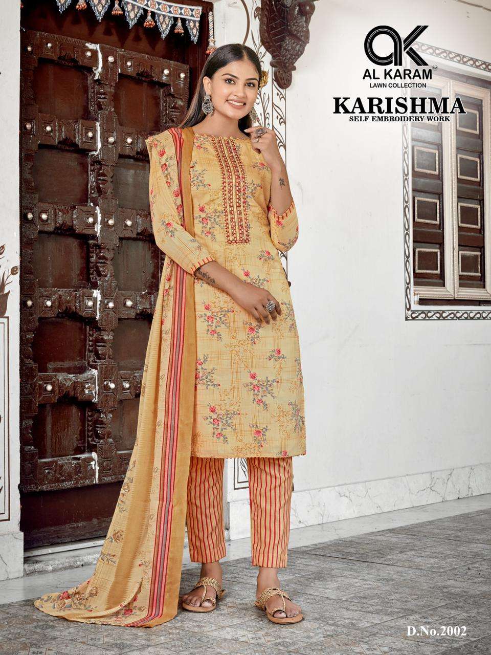 Karishma By Al Karam Lawn Collection 2001 To 2008 Series Beautiful Stylish Festive Suits Fancy Colorful Casual Wear & Ethnic Wear & Ready To Wear Semi Lawn Embroidered Dresses At Wholesale Price