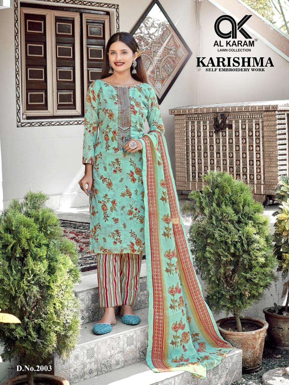 Karishma By Al Karam Lawn Collection 2001 To 2008 Series Beautiful Stylish Festive Suits Fancy Colorful Casual Wear & Ethnic Wear & Ready To Wear Semi Lawn Embroidered Dresses At Wholesale Price