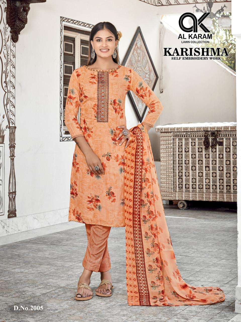 Karishma By Al Karam Lawn Collection 2001 To 2008 Series Beautiful Stylish Festive Suits Fancy Colorful Casual Wear & Ethnic Wear & Ready To Wear Semi Lawn Embroidered Dresses At Wholesale Price
