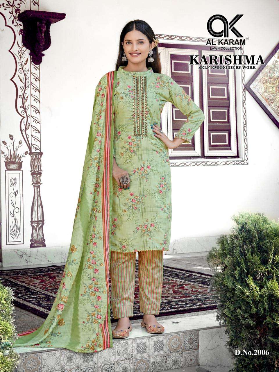 Karishma By Al Karam Lawn Collection 2001 To 2008 Series Beautiful Stylish Festive Suits Fancy Colorful Casual Wear & Ethnic Wear & Ready To Wear Semi Lawn Embroidered Dresses At Wholesale Price