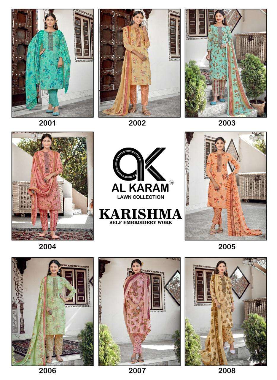 Karishma By Al Karam Lawn Collection 2001 To 2008 Series Beautiful Stylish Festive Suits Fancy Colorful Casual Wear & Ethnic Wear & Ready To Wear Semi Lawn Embroidered Dresses At Wholesale Price