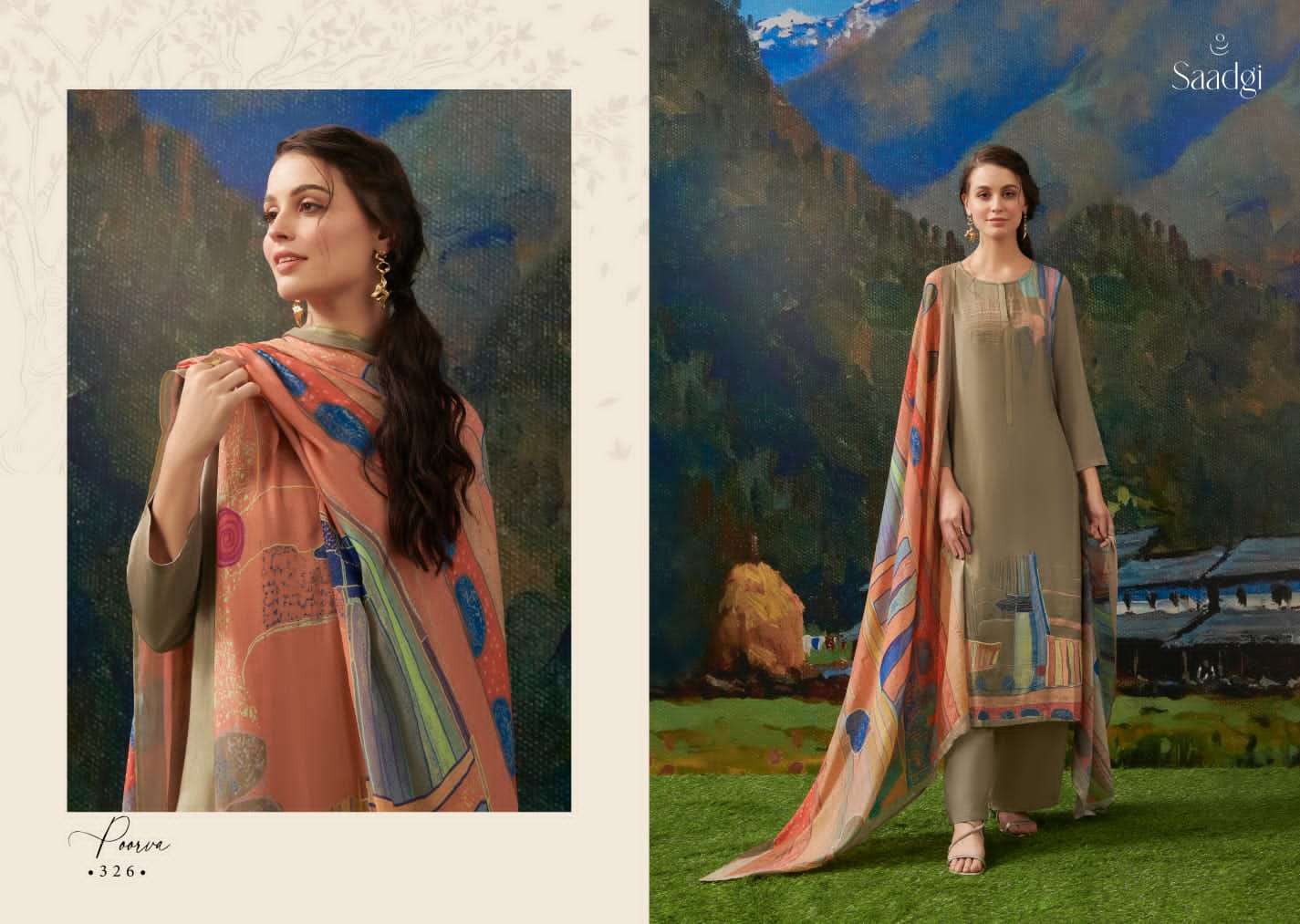 Poorva By Saadgi Beautiful Stylish Festive Suits Fancy Colorful Casual Wear & Ethnic Wear & Ready To Wear Pure Silk Digital Print Dresses At Wholesale Price
