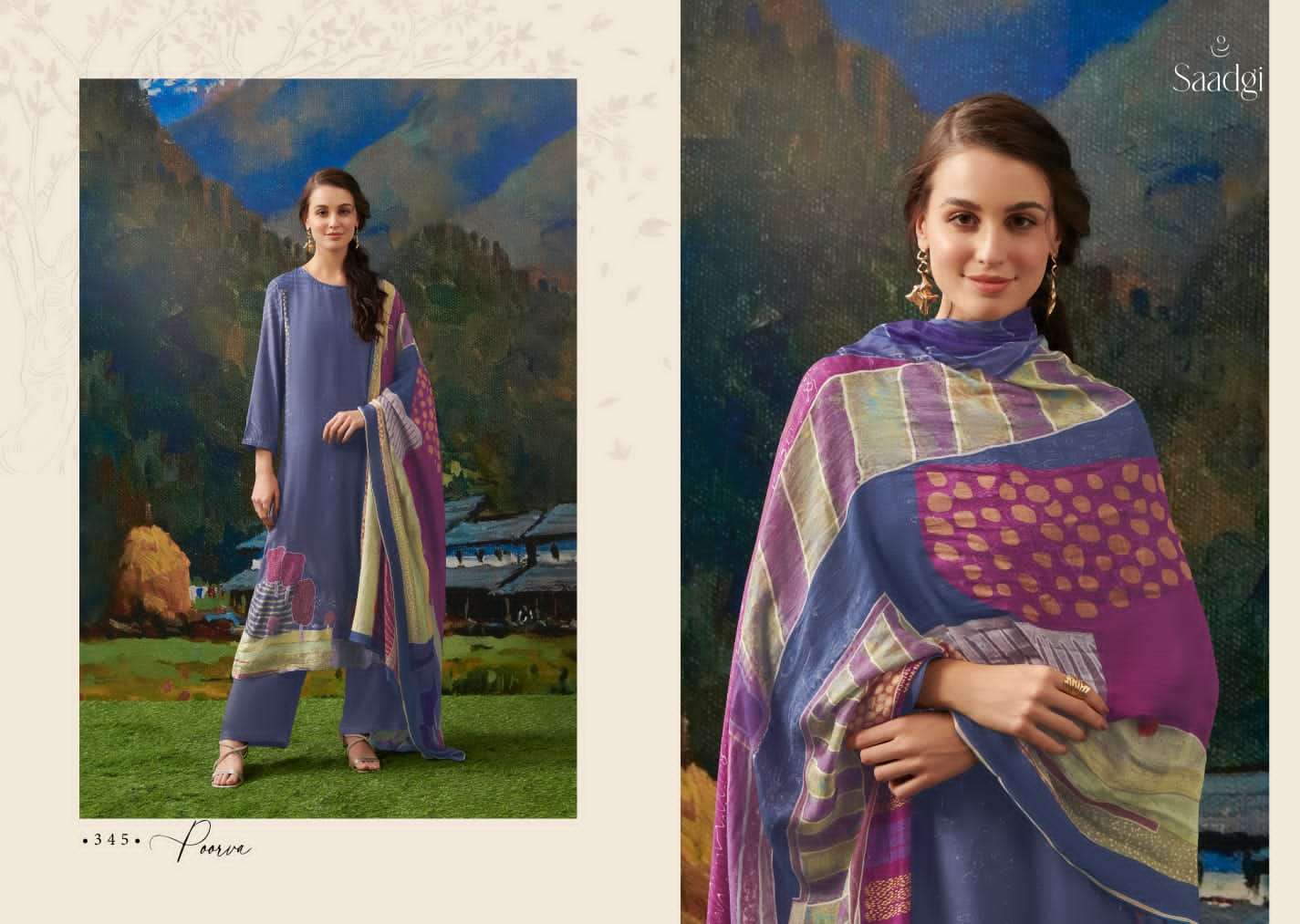 Poorva By Saadgi Beautiful Stylish Festive Suits Fancy Colorful Casual Wear & Ethnic Wear & Ready To Wear Pure Silk Digital Print Dresses At Wholesale Price
