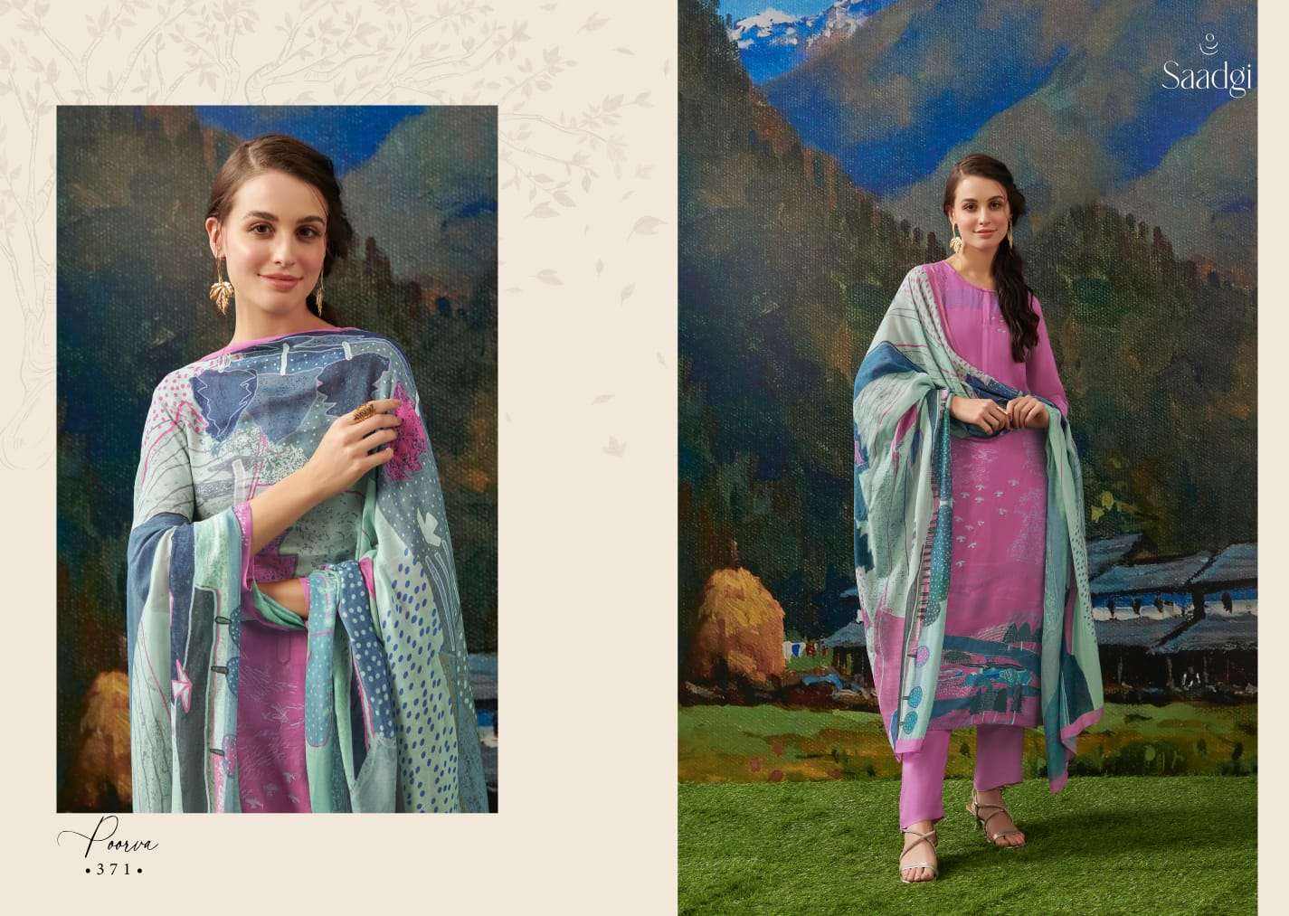 Poorva By Saadgi Beautiful Stylish Festive Suits Fancy Colorful Casual Wear & Ethnic Wear & Ready To Wear Pure Silk Digital Print Dresses At Wholesale Price