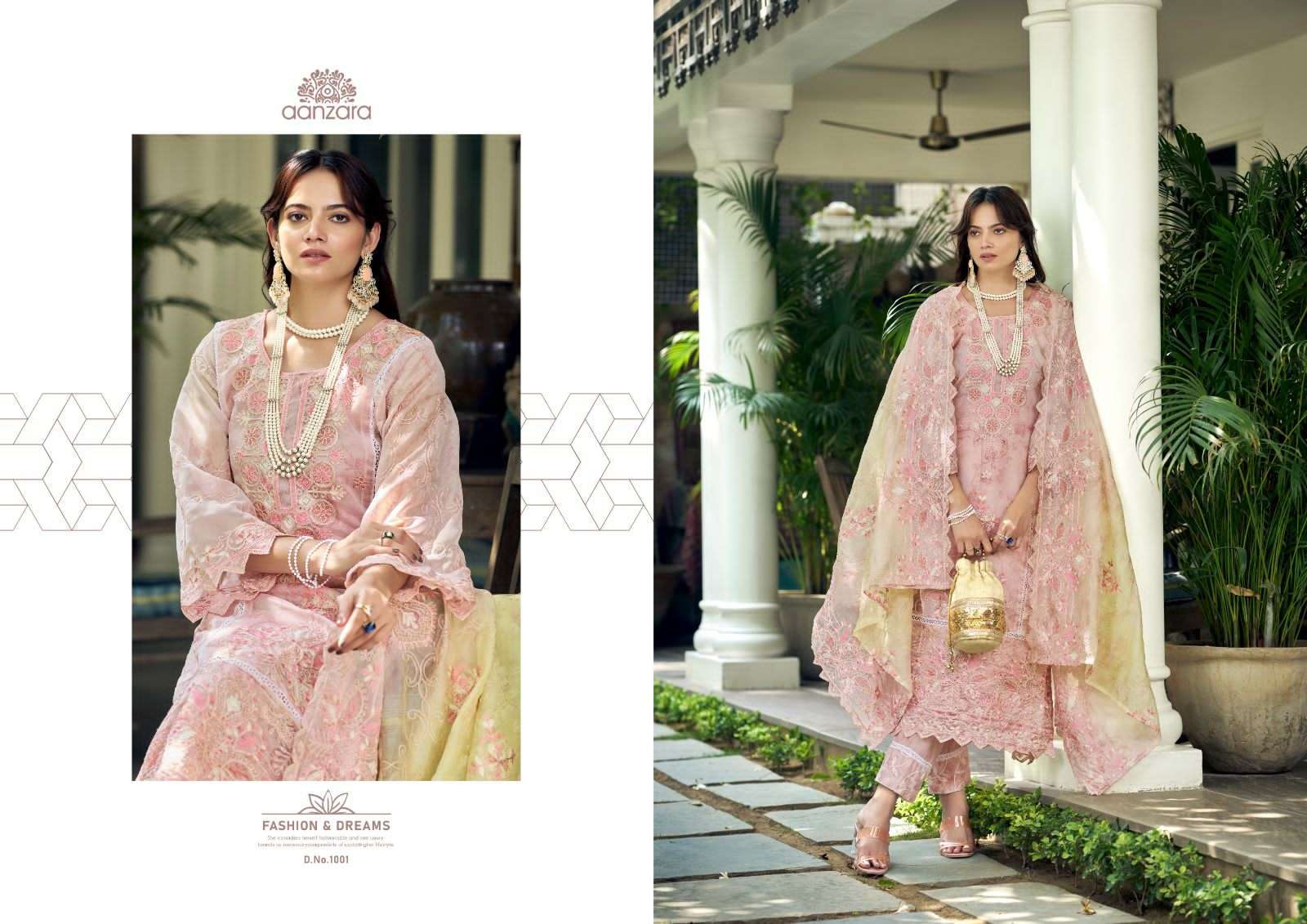 Anaisha By Aanzara 1001 To 1006 Series Beautiful Stylish Festive Suits Fancy Colorful Casual Wear & Ethnic Wear & Ready To Wear Organza Print With Embroidery Dresses At Wholesale Price