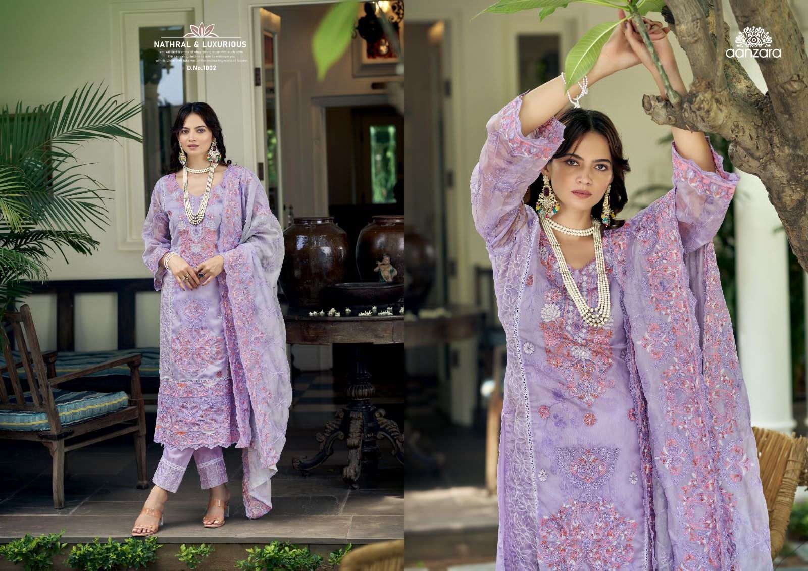 Anaisha By Aanzara 1001 To 1006 Series Beautiful Stylish Festive Suits Fancy Colorful Casual Wear & Ethnic Wear & Ready To Wear Organza Print With Embroidery Dresses At Wholesale Price