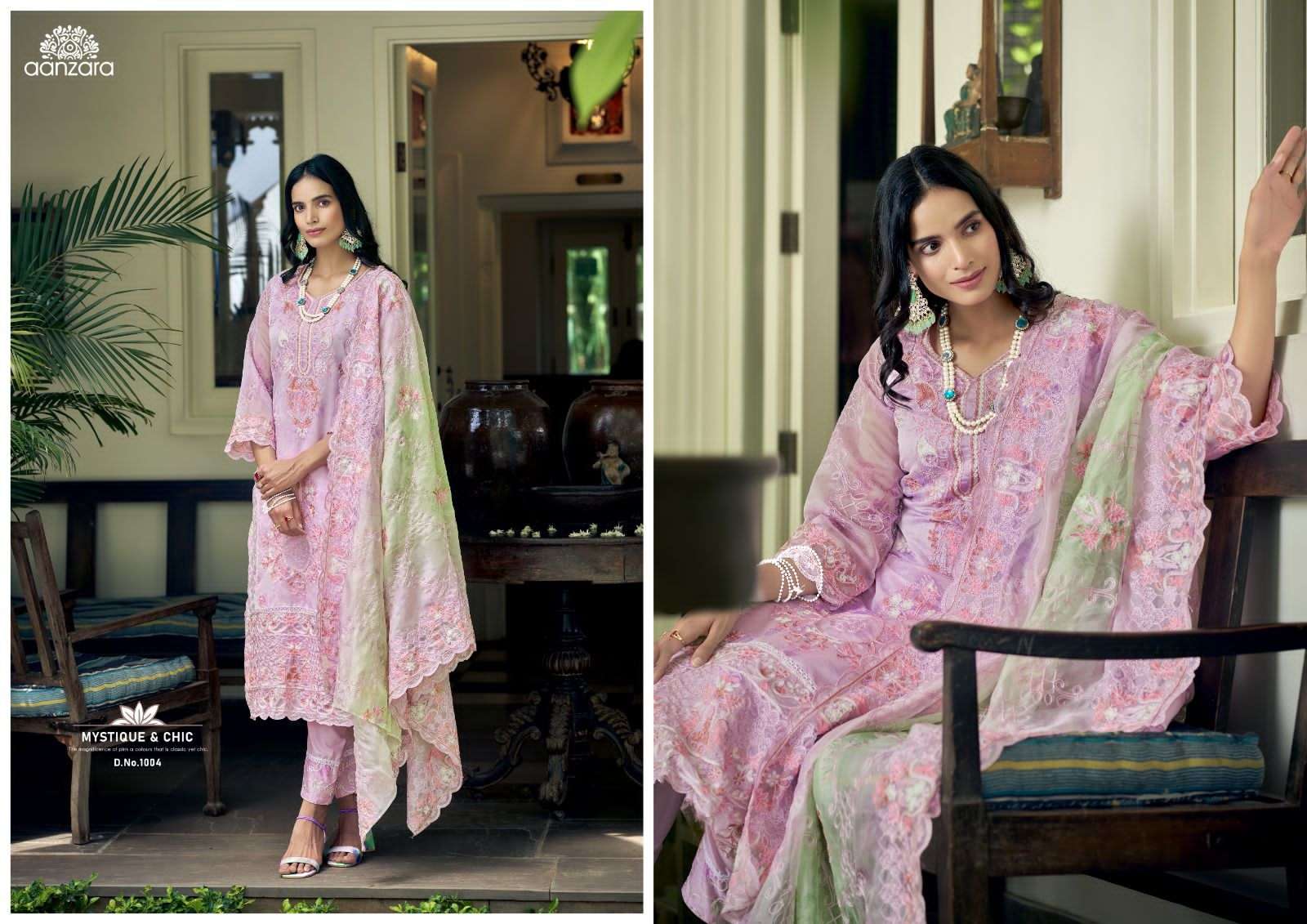 Anaisha By Aanzara 1001 To 1006 Series Beautiful Stylish Festive Suits Fancy Colorful Casual Wear & Ethnic Wear & Ready To Wear Organza Print With Embroidery Dresses At Wholesale Price
