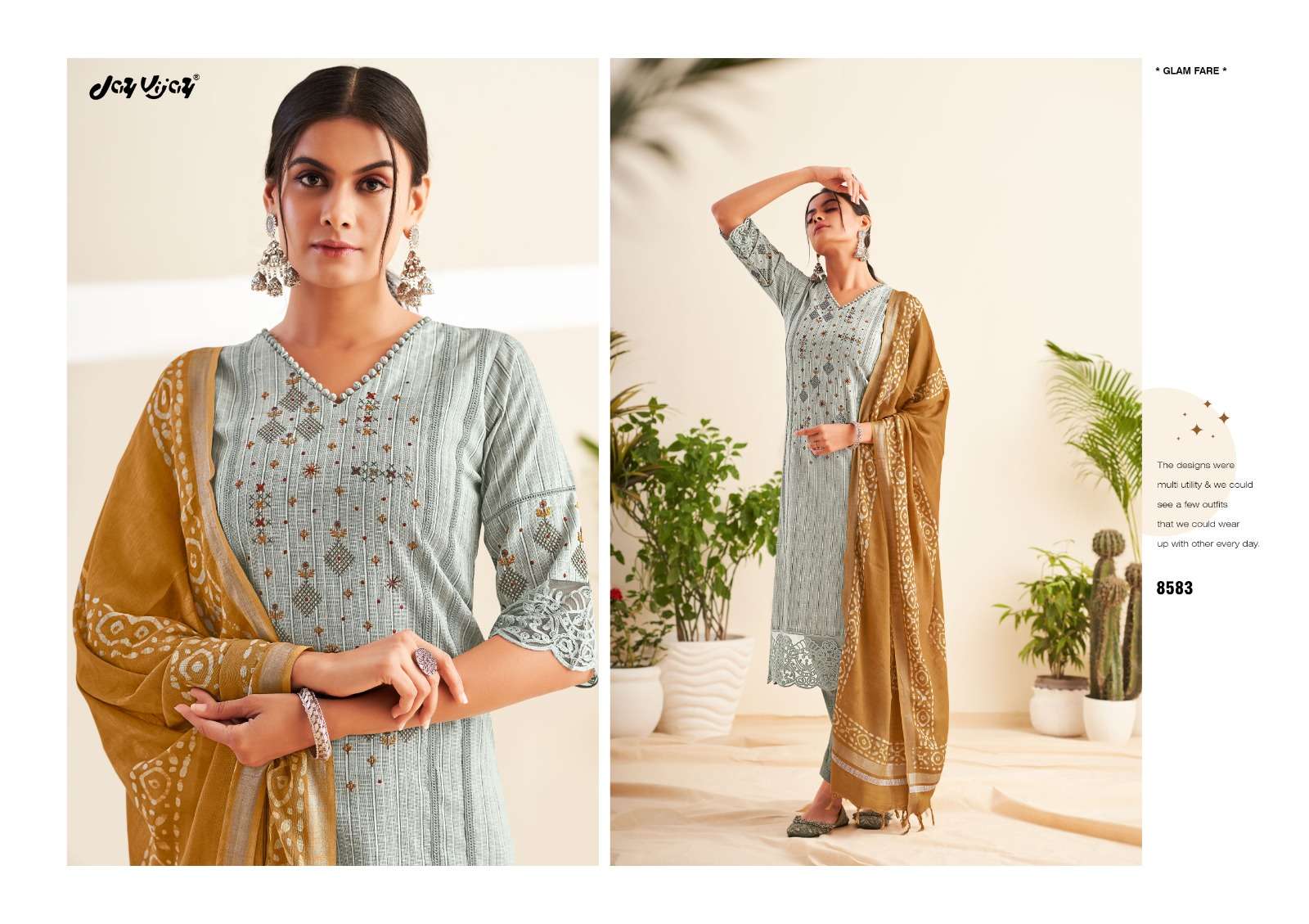 Vaani By Jay Vijay Prints 8581 To 8584 Series Beautiful Pakistani Suits Colorful Stylish Fancy Casual Wear & Ethnic Wear Pure Cotton Print Dresses At Wholesale Price
