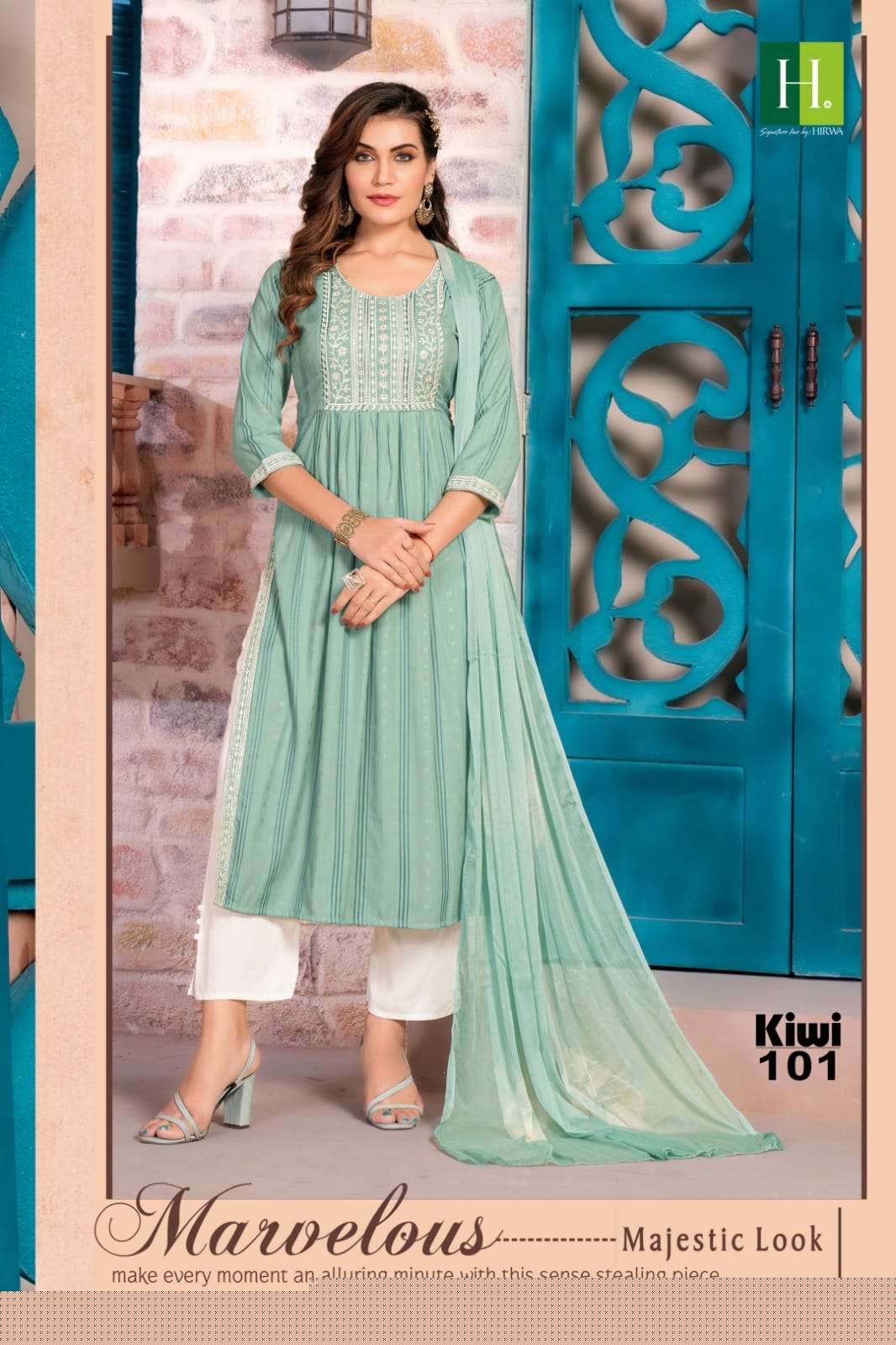 Kiwi By Hirwa 101 To 106 Series Beautiful Festive Suits Colorful Stylish Fancy Casual Wear & Ethnic Wear Viscose Rayon Dresses At Wholesale Price