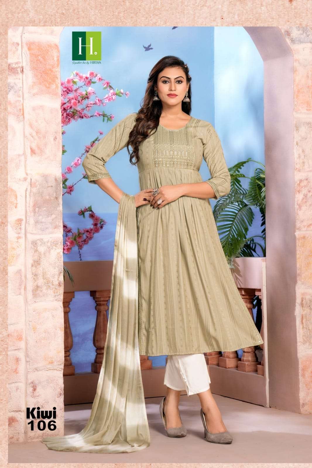 Kiwi By Hirwa 101 To 106 Series Beautiful Festive Suits Colorful Stylish Fancy Casual Wear & Ethnic Wear Viscose Rayon Dresses At Wholesale Price