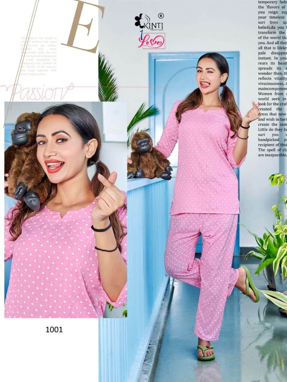 1 Love By Kinti 1001 To 1006 Series Beautiful Stylish Fancy Colorful Casual Wear & Ethnic Wear Rayon Print Night Suits At Wholesale Price