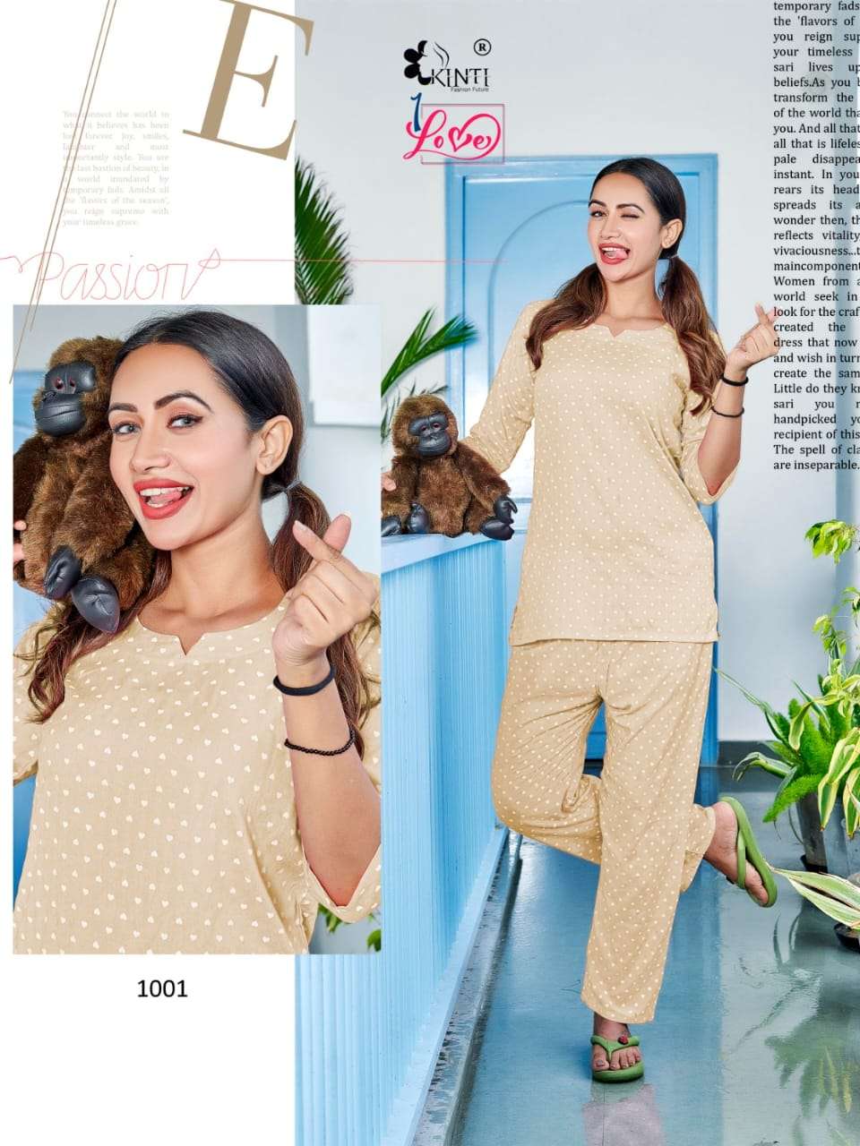 1 Love By Kinti 1001 To 1006 Series Beautiful Stylish Fancy Colorful Casual Wear & Ethnic Wear Rayon Print Night Suits At Wholesale Price