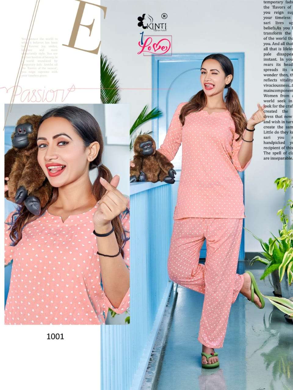 1 Love By Kinti 1001 To 1006 Series Beautiful Stylish Fancy Colorful Casual Wear & Ethnic Wear Rayon Print Night Suits At Wholesale Price